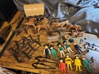 Playmobil 1974 WESTERN COVERED WAGON Lot Horses Figures Accessories Extras Vtg
