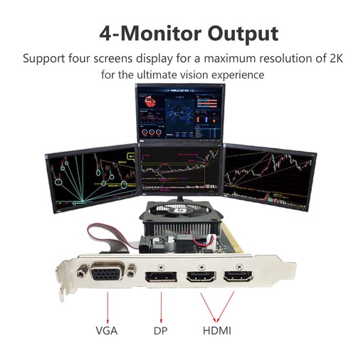 GeForce GT 730 4G Low Profile Graphics Card, 2X HDMI, DP, VGA, DDR3, PCI Expr... - Picture 4 of 6