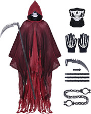 Grim Reaper Costume, Halloween Hooded Cloak, Scary Halloween Cosplay Costumes fo