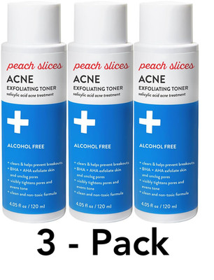 3 Pack Peach Slices | Acne Exfoliating Toner | 2% Salicylic Acid | AHA+BHA