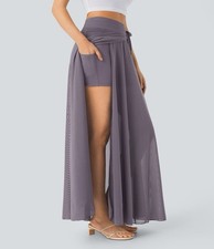 HALARA High Waisted Contrast Mesh 2 In 1 Maxi...