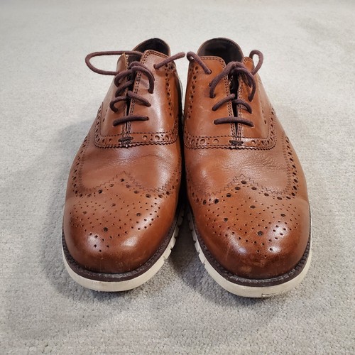 Cole Haan Zerogrand Wing Tip Oxford Shoes Mens 10.5 W Brown Leather Dress C14493 - Picture 2 of 10