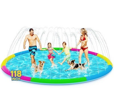 118'' Extra Large Splash Pad - Non-Slip Splash Pad for and Dogs Thickened Dog ...