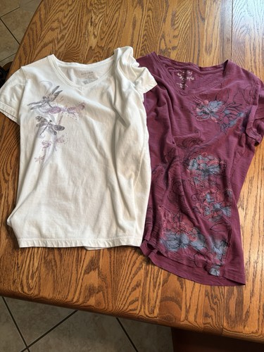 Lot De 2 T-shirts Chinés LA HALLE - Taille S - Couleur Bleu Et Gris - Occasion Très Bon état