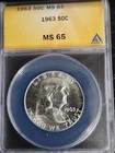 1963 Franklin Half Dollar MS 65 ANACS Silver Uncirculated Free Shipping