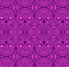 Tula Pink De La Luna Sugar Skulls Clairvoyant Pink Yard Cotton