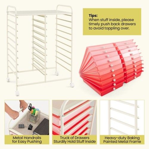 20 Removable Drawer Studio Rolling Storage Cart Organizer w/ Metal Frame 4 Wheel - Picture 10 of 10