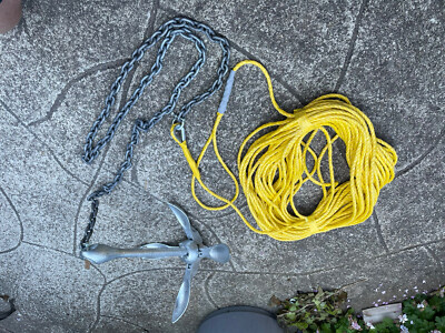 3,2KG Grapnel Bootsanker Set 5m 6mm Kette 400ft 8mm Seil 6 Seil Farben verfügbar