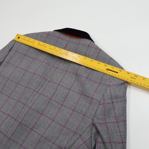 TALLIA Men’s Gray Purple Plaid Blazer w/Black Velvet Collar Blazer Size 40R - Picture 9 of 13