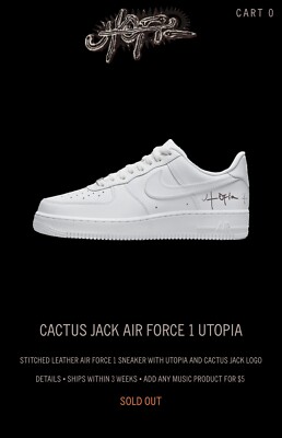 Nike Air Force 1 Low Travis Scott Utopia CW2288-111 TSUT-AF01 Size