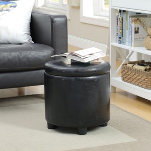 Convenience Concepts Designs4Comfort Round Accent Storage Ottoman Black Convenience Concepts Designs4Comfort Round Accent Storage Ottoman Black