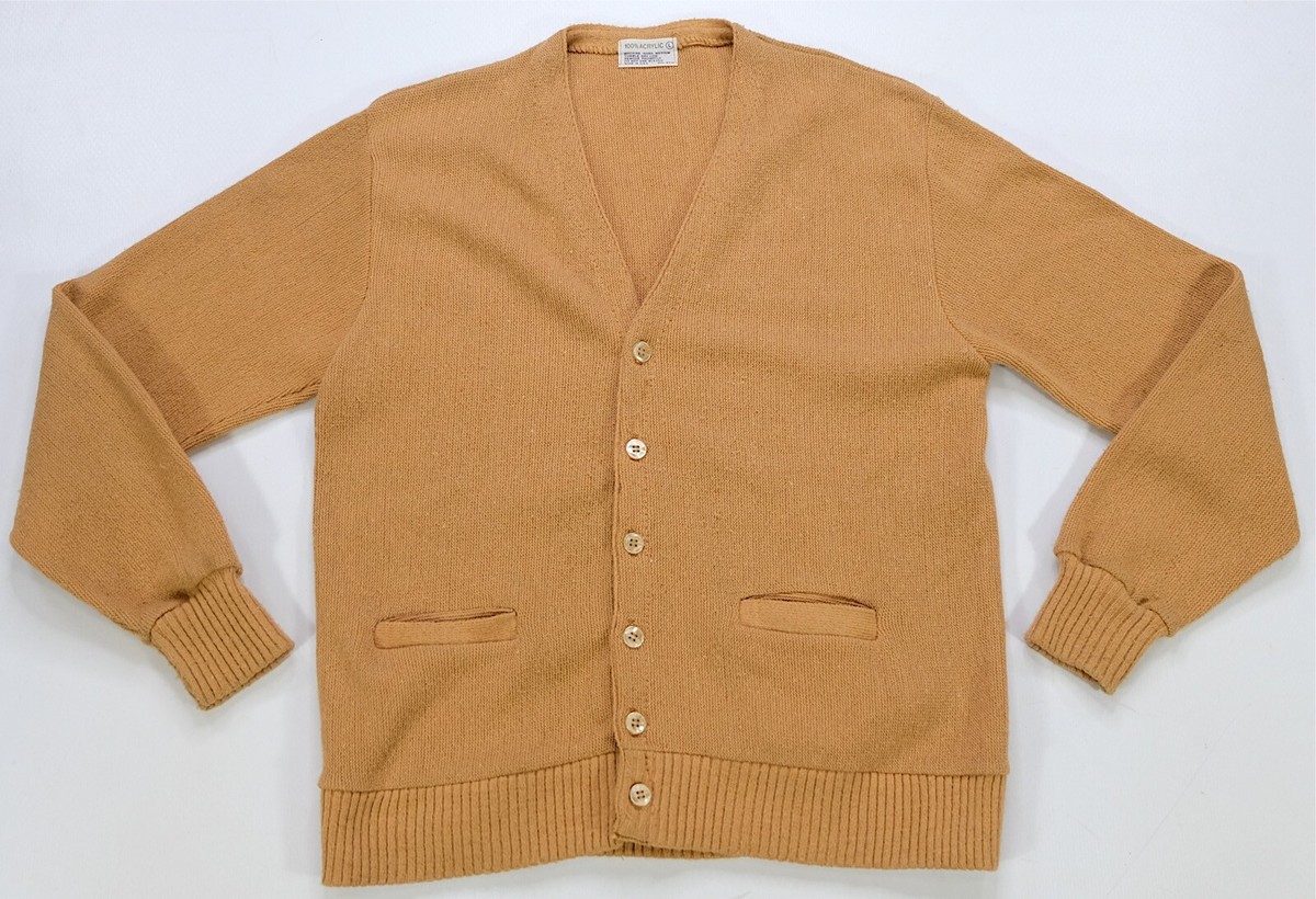 トップス 70s acrylic cardigan 70'S acrylic knit cardigan, made in USA, men's XL size