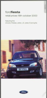 Ford Fiesta Preise & Sonderausstattungen 2000-01 UK Markt Faltprospekt
