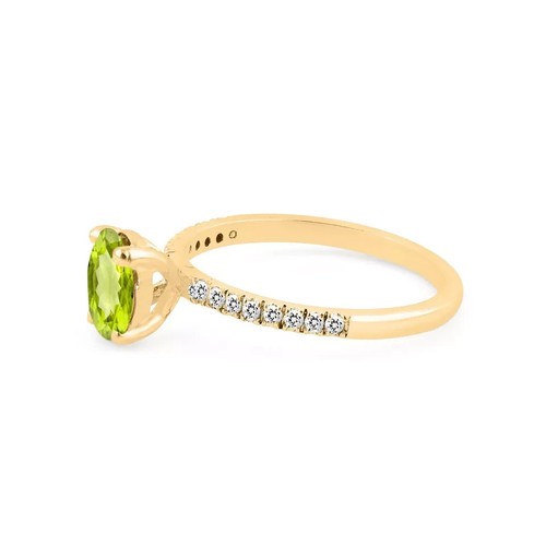 Naturale Peridoto Gemme & Anello Diamante, 14K Placcato Oro 925 Argento Gioielli - Imagen 3 de 3