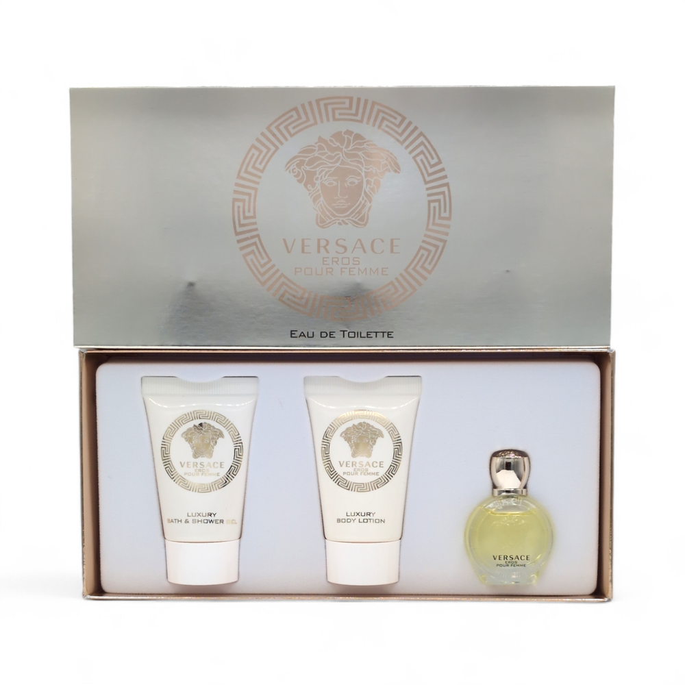 Versace EROS Pour Femme EDT Gift Set– Luxury Body Lotion+ Bath & Shower Gel+ EDT