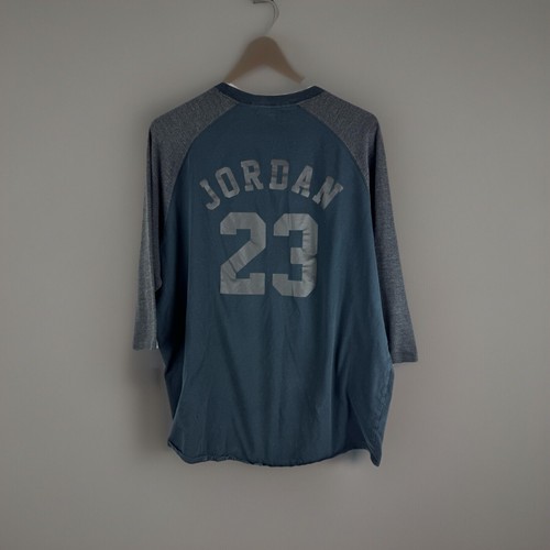 NIKE JORDAN T-Shirt Raglan sleeve M Medium 3/4 Shirt Jumpman 23 Black - Picture 3 of 6