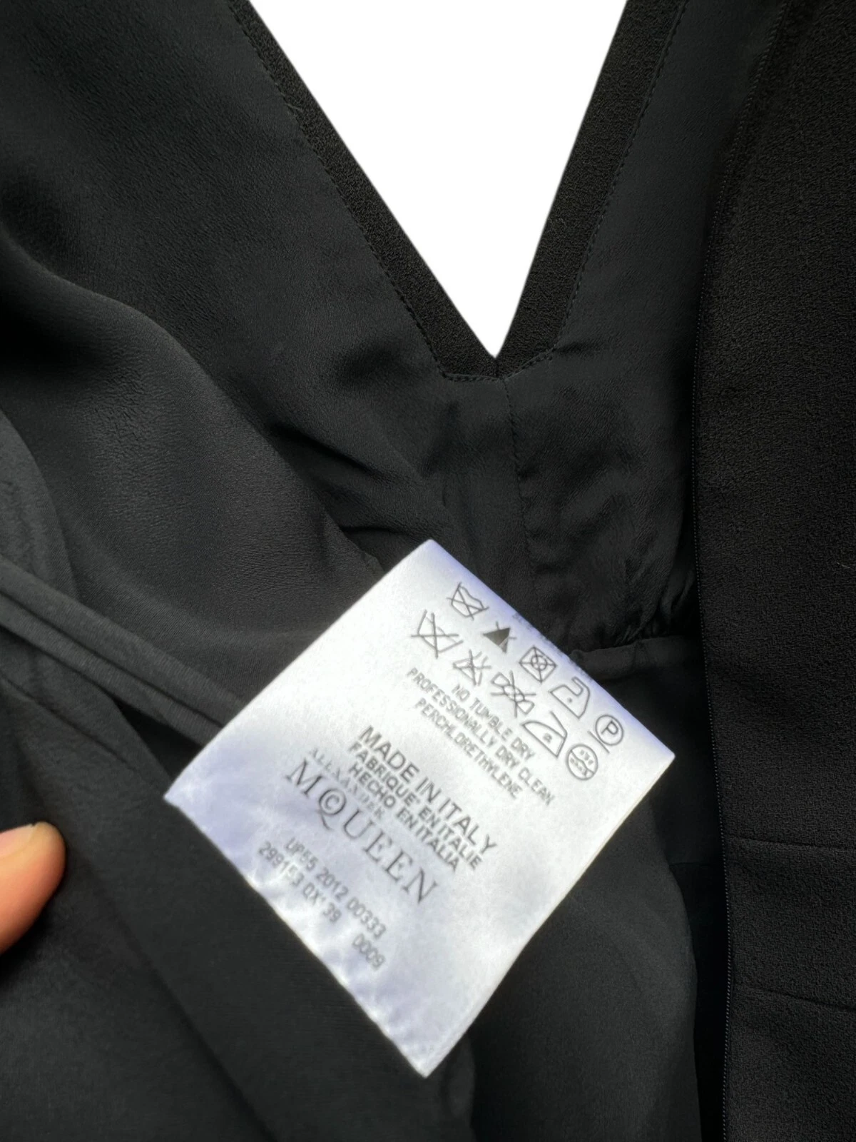 Abito Alexander McQueen 2013 nero lana duchessa peplo