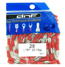 100 PACK 22-18 AWG GAUGE COPPER RED VINYL FEMALE QUICK DISCONNECTS .187" 3/16"