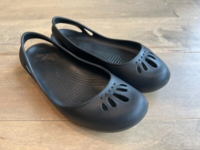 Crocs Kadee Slingback Black Work Flats Ballerina Slip On Shoes Women's Size 9