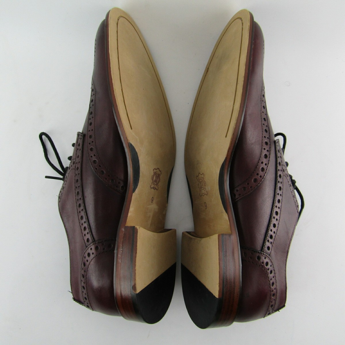 Joseph Abboud Mens Oxford Wingtip Brogue Brown Leather Lace 
