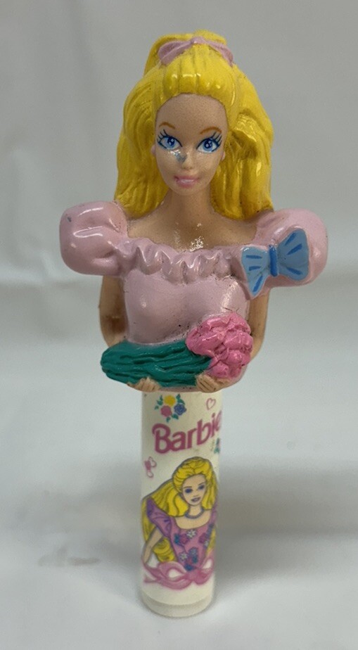 Vintage 1994 Barbie Doll Lip Balm Figural Tube Topper Chapstick Kid Care  Mattel