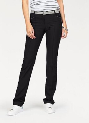 Bruno Banani Straight Leg Stretch Trousers Black UK 8 rrp £56 DH8 BB 12