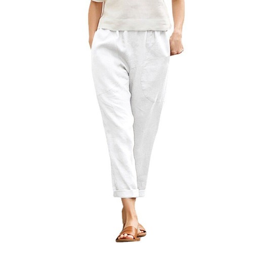 Summer Women's Cotton Linen Comfortable Solid Color Casual Straight Trousers - 第 6/64 張圖片