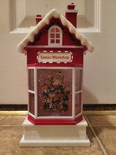 Santas Workshop Waterglobe, 10.5"H Light Up, New Without Box, Christmas