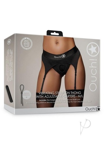 Ouch! Vibrating Strap-On Thong with Adjustable Garters Silicone Rechargeable - Picture 2 of 15