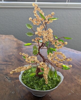 Vintage Cost Plus Japan Copper Wire Bonsai Tree Gold Orange Leaves 8" | eBay