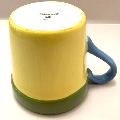 Maria Engelbreit Blumentopf Becher Teleflora Geschenk Keramik gelb 1999 Übertopf Vase XL - Bild 14 von 17