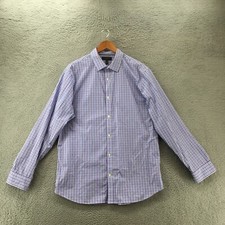 Banana Republic Button Up Dress Shirt Mens XL Purple Check Collared Long Sleeve