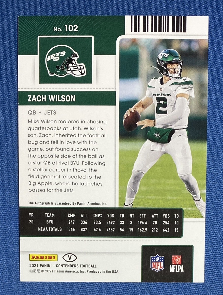 2021 Panini Contenders Zach Wilson Variation SP Rookie Ticket Auto RC Jets  #102