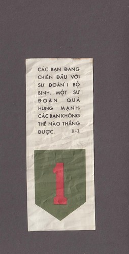 Vietnam War Propaganda Leaflet, Surrender to US Army 1st Infantry