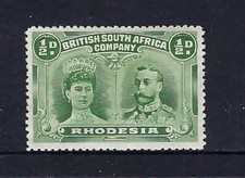 BSAC Rhodesia KGV 1910 ½d KGV Yellow Green SG119-222 Perf 14. MH.