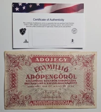 Hungary 1 mil ADOPENGO 1946 P-140 1,000,000,000,000,000,000,000,000  USA SELLER