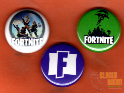 Set of three 1'' Fortnite pins buttons logo Epic games Battle Royale
