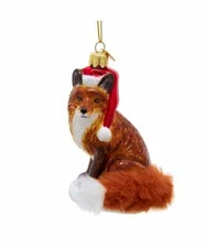 Noble Gems RED FOX Glass Christmas Ornament, 4.25" Tall, by Kurt Adler