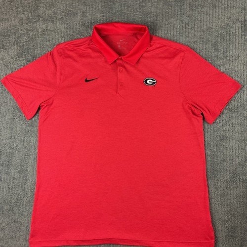 Georgia Bulldogs Shirt Mens Extra Large Nike Dri Fit NCAA Red Polo Golf Football - Picture 2 of 13