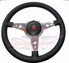 New 13 Leather Steering Wheel W Adaptor Hub Jaguar Xke E-type Moto-lita