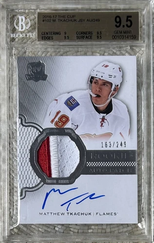 2016-17 THE CUP AUTO JERSEY /249 MATTHEW TKACHUK RC BGS 9.5/10