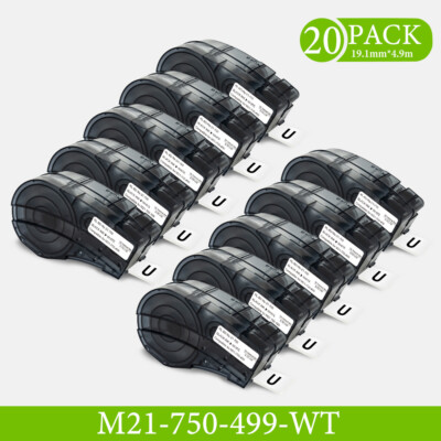 20PCS Label Tape Compatible For Brady M21-750-499 19.1mm White Nylon Cartridge