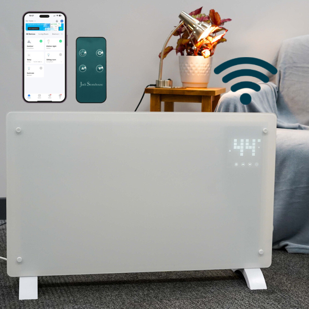 Glass Panel Electric Heater Slim Radiator Smart App Wifi Wall