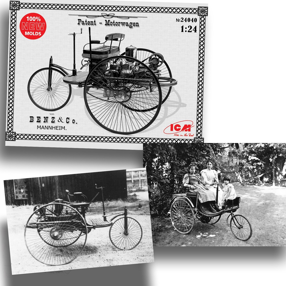 ICM - Maquette Benz Patent-Motorwagen 1886 - 1/24 - Kit Plastique Neuf