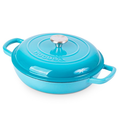 Shallow Cast Iron Casserole with Lid - 26cm, 2.2L, Oven Safe - by Nuovva - Picture 8 of 47
