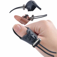 2x Archery Cow Leather Finger Guard Thumb Ring Protector Gear Bow Shooting Hunt
