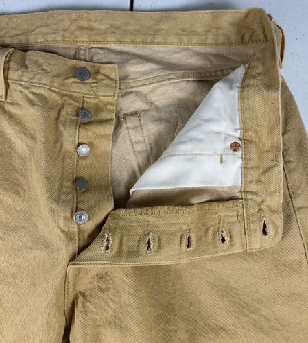Levi's Fresh 501 Regular Straight Retro Denim Jeans Men 36x32 Yellow Button Fly - Picture 5 of 14