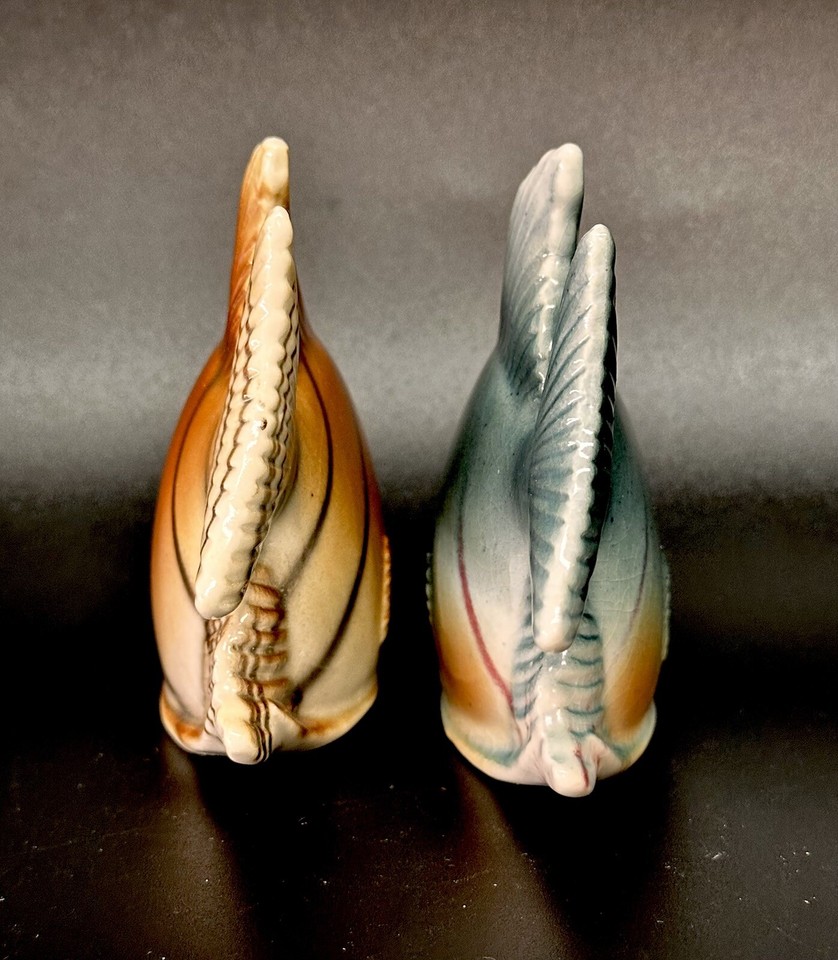 Blue and Brown Fish Salt and Pepper Shakers Japan eBay