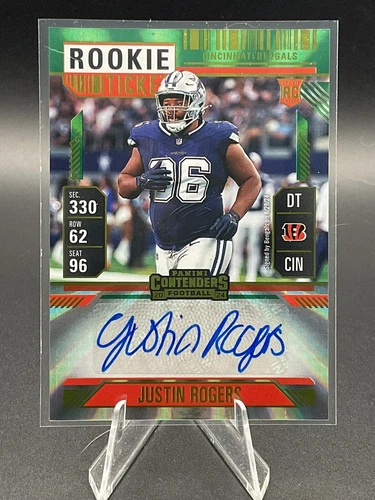2024 Panini Contenders - Justin Rogers Rookie Ticket Green Auto No. 247 