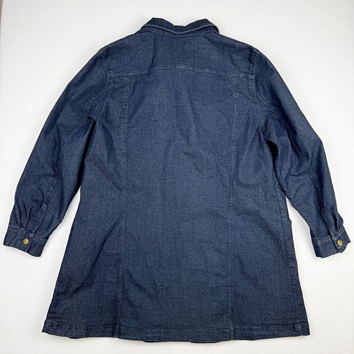 Jessica London Denim Long Dress Shirt Plus Size 24W Button Front Dark Wash - Picture 2 of 6